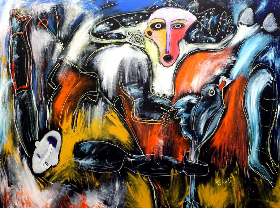 Pajarita, 2010. Técnica mista sobre tela. 150 cm x 200 cm